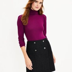 Pleated Sleeve Turtleneck Top